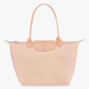 LONGCHAMP Le Pliage Club Pale Pink Foldable Nylon Leather Handle Medium Tote